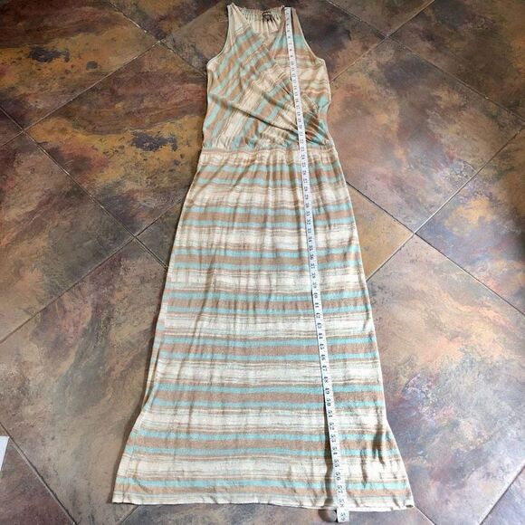 Tommy Bahama Women's Brown Blue Striped Sparkling Surplice Dress Maxi Medium - Picture 8 of 11